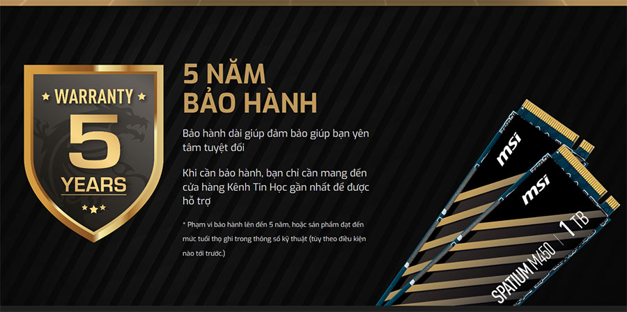 Ổ cứng SSD MSI Spatium M450 M.2 PCIe NVMe Gen4 x4 500GB