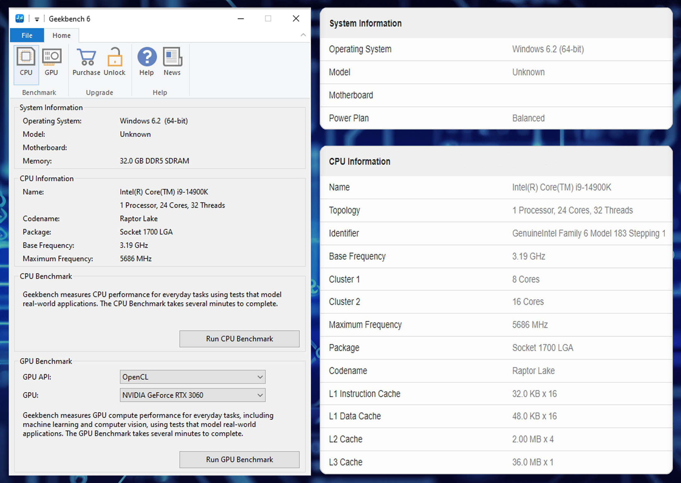 Test hiệu năng của CPU Intel Core i9-14900K trên phần mềm Geekbench 6