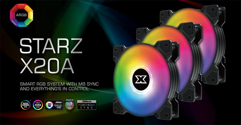 Bộ 3 Quạt tản nhiệt XIGMATEK STARZ X20A (ARGB - 3 PACK - Controller)