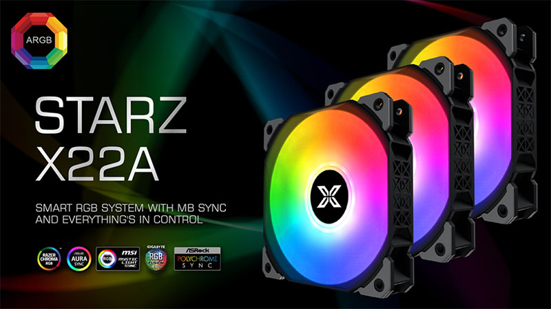 Bộ 3 Quạt tản nhiệt XIGMATEK STARZ X22A (ARGB - 3 PACK - Controller)