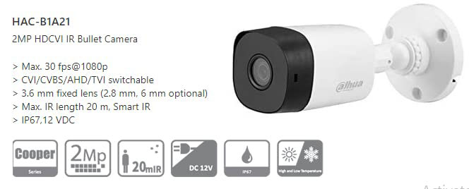 Camera Dahua DH-HAC-B1A21P 2.0MP